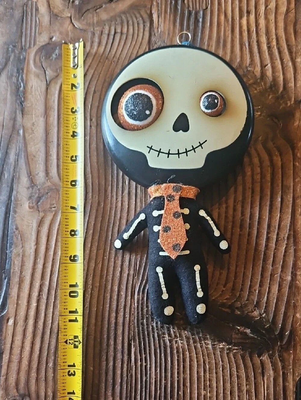 Whimsical Skeleton Doll Hanging Decor in Black, White & Orange